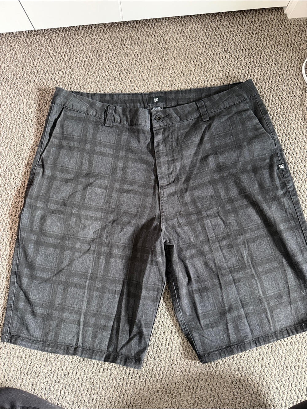 DC Men’s Charcoal Plaid Flat Front Shorts